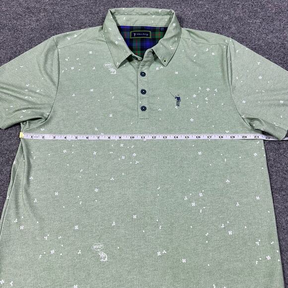 William Murray Green Four Leaf Clover Print Short Sleeve Golf Polo Shirt Size L - Picture 3 of 7